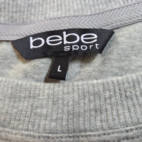 bebe Women's Gray Long Sleeve Sequin Embellishment Tee Shirt Large NWT - Picture 5 of 7